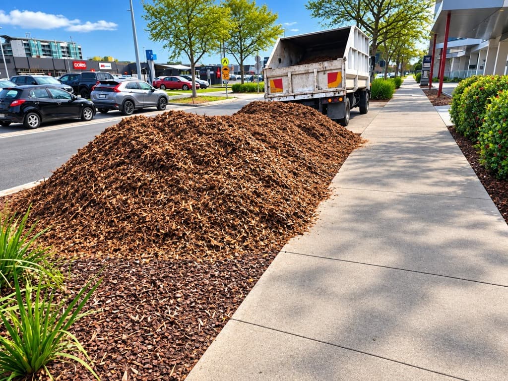 Massive mound of fresh organic forest wood mulch delivered in Townsville